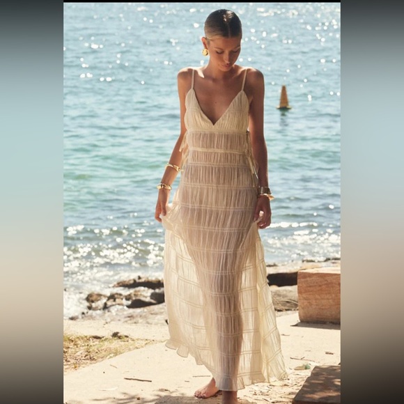 Elegant Cream Maxi Dress - Picture 3 of 7